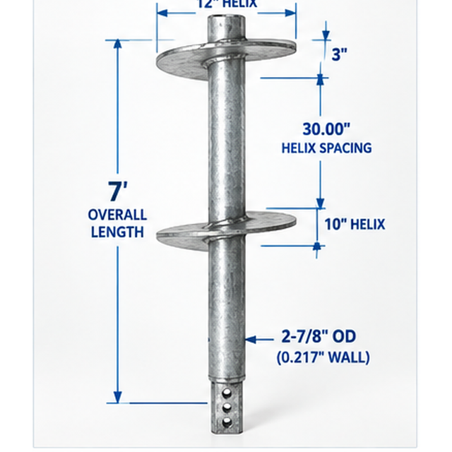 2-7/8" SS Helical Lead Section — 7'