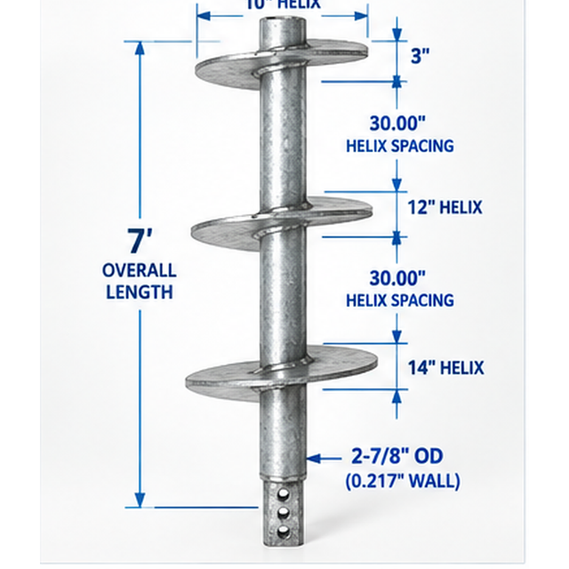 2-7/8" SS Helical Lead Section — 7'