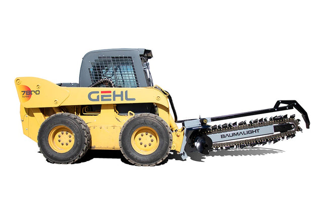 Baumalight TN760 High Flow Trencher for skid steers designed for digging utility trenches and drainage lines efficiently