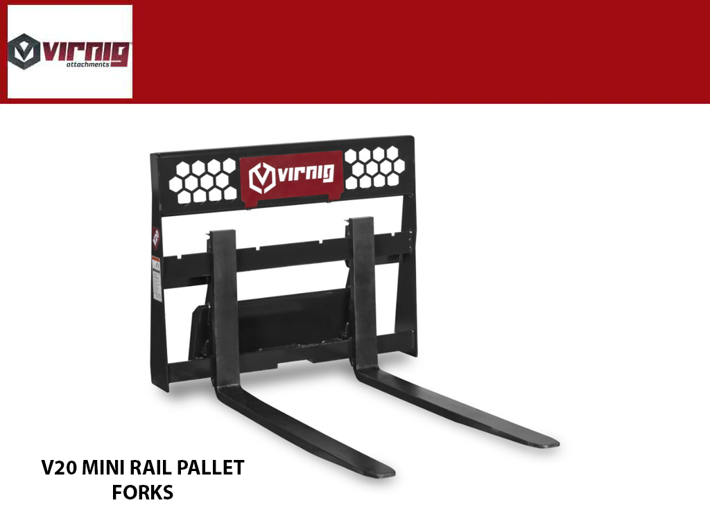 Virnig v20 Rail Pallet Fork for Mini Skid Steer