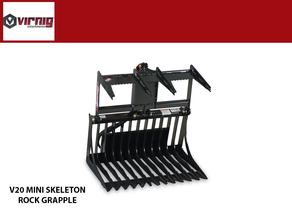 Virnig v20 Skeleton Rock Grapple for Mini Skid Steer