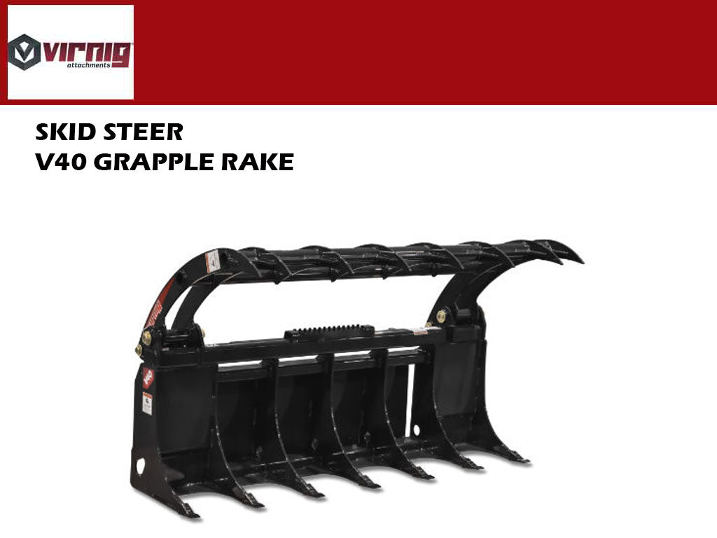 Virnig V40 Root Rake Grapple for Skid Steer