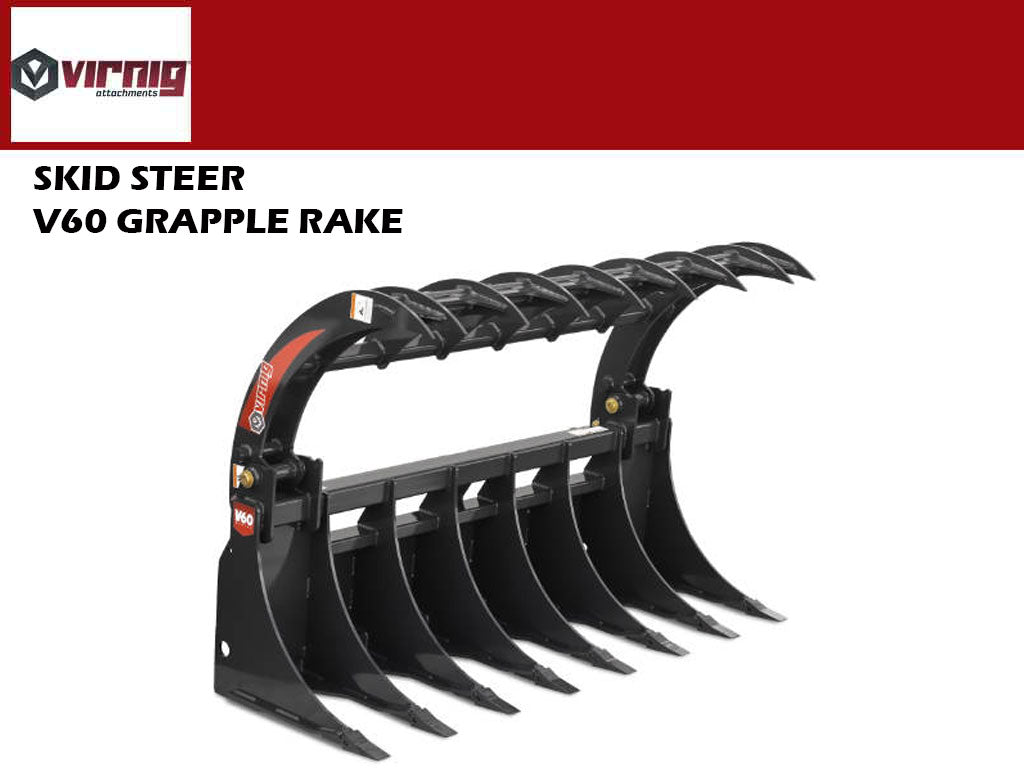 Virnig V60 Root Rake Grapple for Skid Steer Loader