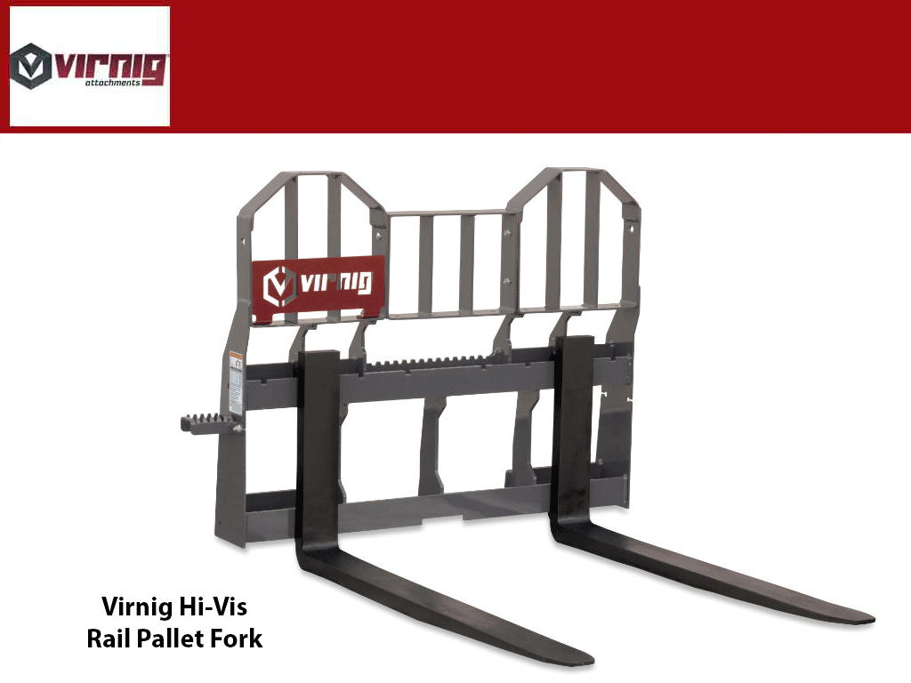 Virnig Hi-Vis Rail Pallet Fork For Skid Steer