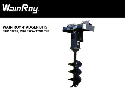 WAIN ROY | 4' long Auger bits for skid steer, mini Excavator, TLB