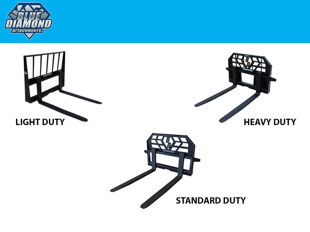 BLUE DIAMOND Pallet Forks for Skid Steer (Light, Standard, Heavy)