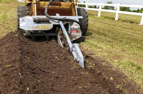 Baumalight TN760 High Flow Trencher for skid steers designed for digging utility trenches and drainage lines efficiently