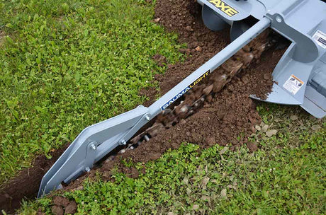 Baumalight TN760 High Flow Trencher for skid steers designed for digging utility trenches and drainage lines efficiently