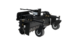 CID Multi-Purpose Power Rake for Mini Skid Steers | Black agricultural tiller on a white background