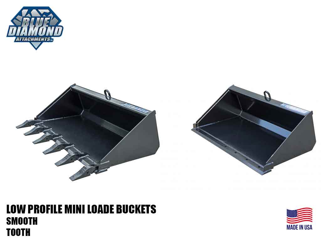 BLUE DIAMOND Low Profile Buckets for Mini Skid Steer