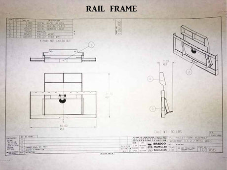 Schematic of Paladin / Bradco Pallet Forks for Mini Loader Skid Steer