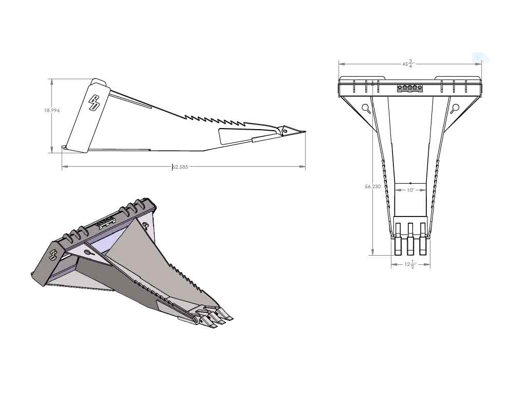 BLUE DIAMOND Extreme Duty Stump Bucket for Skid Steer