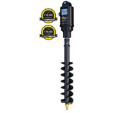 Digga 13DDT 2 Speed High Flow Auger Drive for Excavator with a 3" HEX Shaft. The image shows the black auger drive unit with a digital display, a yellow badge indicating a 3-year warranty, and a blue badge indicating a 5-year warranty.