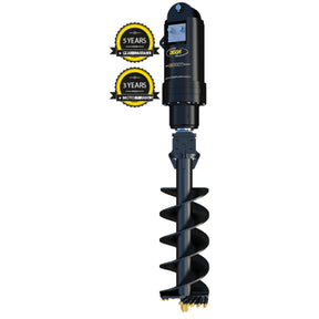 Digga 20DDT 2 Speed High Flow Auger Drive for Excavator, black in color with visible branding and certification logos.
