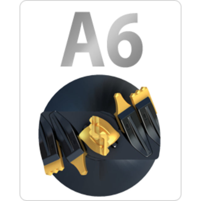 Digga A6 Earth Auger Bit with black and gold coloring, designed for heavy-duty drilling in construction and agriculture.