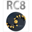 The image shows a circular auger bit with a black body and gold-colored teeth, labeled with 'RC8'.