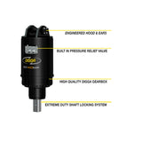Digga SD50HPS High Powered 'Supa' Drilling Single Speed Auger Drive for Excavators with a black body, featuring a square shaft, pressure relief valve, high quality digga gearbox, and extreme duty shaft locking system.